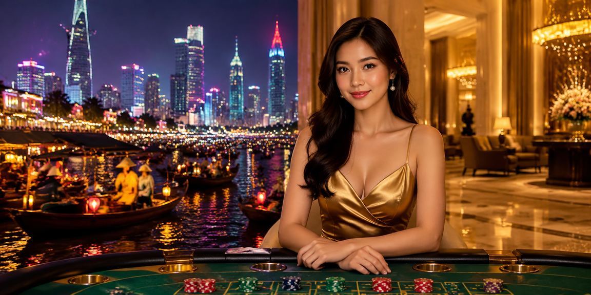 Không gian baccarat neon tại TP Hồ Chí Minh minh họa khái niệm casino